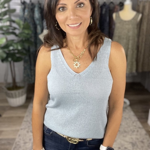 BE COOL POWDER BLUE SWEATER TANK - Picture 1 of 2